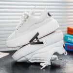 Spring Casual Shoes Round Toe Lace-up Chunky Sole Dad Shoes Personalized Solid Color Sneakers for Men - Image 2
