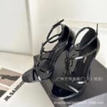Premium YSL Gold Letter Logo Stiletto Heels, Sexy Open Toe Strappy Sandals - Image 3