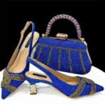 Bridal Combo Pointed Toe Cross Chain Rear Empty High Heels Matching Trapezoid Wrist Bag - Image 4