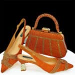 Bridal Combo Pointed Toe Cross Chain Rear Empty High Heels Matching Trapezoid Wrist Bag - Image 5