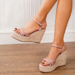 Cross-Border Straw Wedge-Heeled Thick-Soled Sandals Suede Ankle Strap Shoe - Image 6