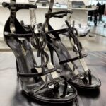 Premium YSL Gold Letter Logo Stiletto Heels, Sexy Open Toe Strappy Sandals - Image 6