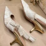 Christian Dior Premium Retro Golden Embroidered Baotou High-heeled Shoes - Image 3