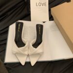 New Summer Style Pointed Toe Open-Toe Denim Blue Outer Slippers, Simple and Versatile Stiletto Heel - Image 3