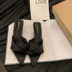 New Summer Style Pointed Toe Open-Toe Denim Blue Outer Slippers, Simple and Versatile Stiletto Heel - Image 2