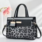 Leopard Print Patent Leather Fashion Commuter Handbag - Image 5