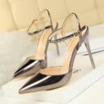 European and American Style Simple Stiletto Super High Heel Shallow Mouth Pointed Toe Patent Leather Sexy Nightclub Shoe