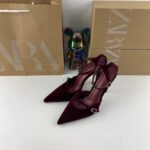 New ZARA Spring Women's Shoes Red Velvet Effect Pointed Temperament Thin Heel Muller Shoes T-Buckle Single Shoes - Image 4