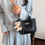 Casual lychee pattern basket bag, textured and versatile shoulder crossbody bag - Image 2