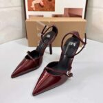New ZARA Spring Women's Shoes Red Velvet Effect Pointed Temperament Thin Heel Muller Shoes T-Buckle Single Shoes - Image 5