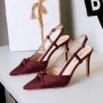 European and American Style Banquet Silks and Satins Bow Stiletto High Heels - Image 2