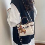 Casual lychee pattern basket bag, textured and versatile shoulder crossbody bag - Image 3
