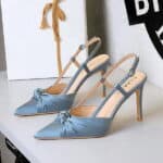 European and American Style Banquet Silks and Satins Bow Stiletto High Heels - Image 4