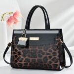 Leopard Print Patent Leather Fashion Commuter Handbag