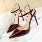 European and American Style Simple Stiletto Super High Heel Shallow Mouth Pointed Toe Patent Leather Sexy Nightclub Shoe - Image 2