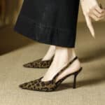 TikTok Explosions Niche French Leopard High Heels Toe Sandals - Image 7