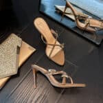 New Summer Style Pointed Toe Sandals with Metal Buckle Stiletto Heels