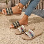 American Cross-border Colorful Color Block Ethnic Style Plus Size Women's Flat Shoes