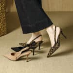 TikTok Explosions Niche French Leopard High Heels Toe Sandals - Image 2