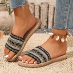 American Cross-border Colorful Color Block Ethnic Style Plus Size Women's Flat Shoes - Image 4