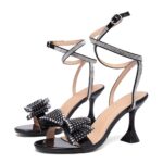 Summer Hot Selling Rhinestone Bow High-Heeled Sandals with Cross Straps - Image 9