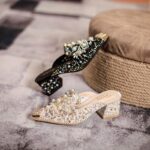 Baotou Slippers Women's Outer Wear Spring and Summer New Style Mesh Rough Heel Heavy Industry Handmade Rhinestone Shoe - Image 3