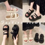 Versatile Outdoor Platform Slippers with Thick Sole Design and Pleated Two-Way Sandals - Image 6