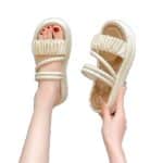 Versatile Outdoor Platform Slippers with Thick Sole Design and Pleated Two-Way Sandals - Image 4