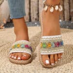 American Cross-border Colorful Color Block Ethnic Style Plus Size Women's Flat Shoes - Image 3